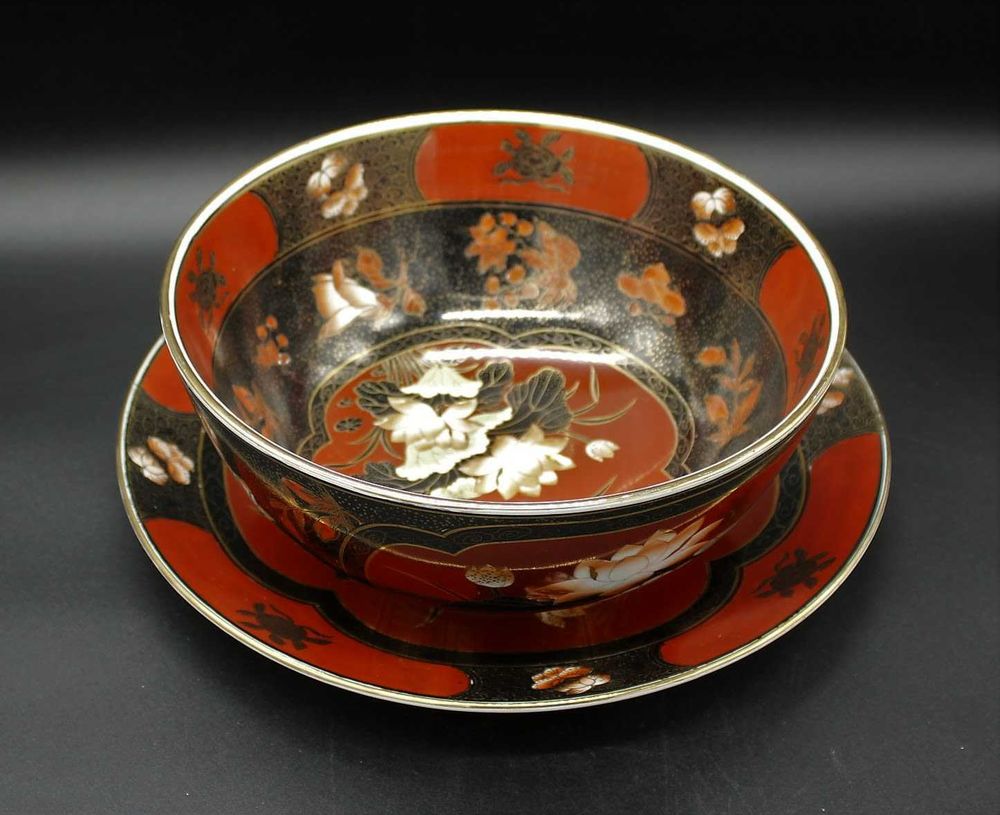 Prato e bacia em porcelana de Macau